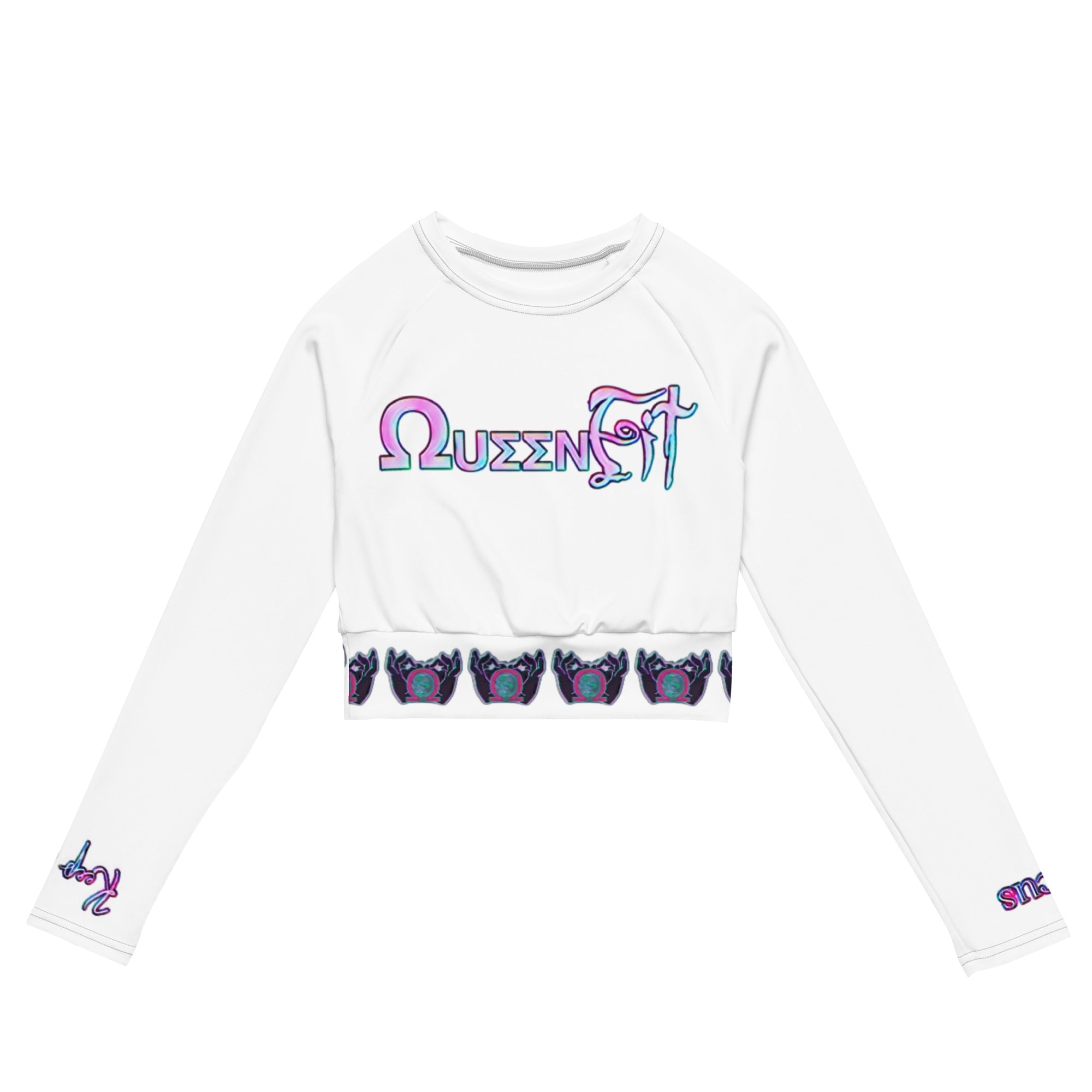 Focus/Keep Going QueenFiT long-sleeve crop top