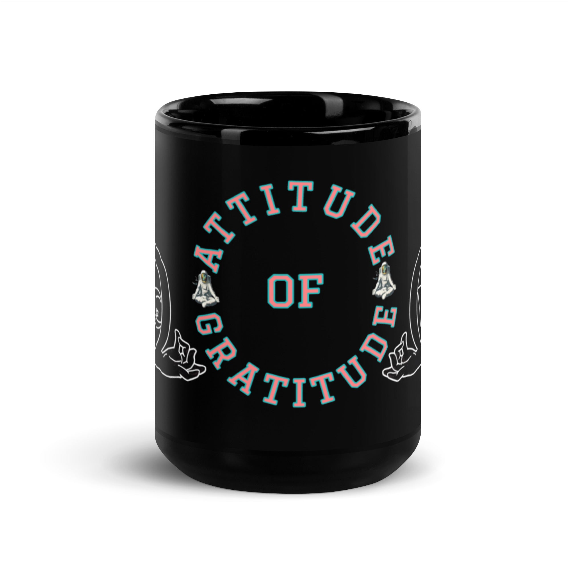 QueenVCulture Attitude Of Gratitude Black Glossy Mug