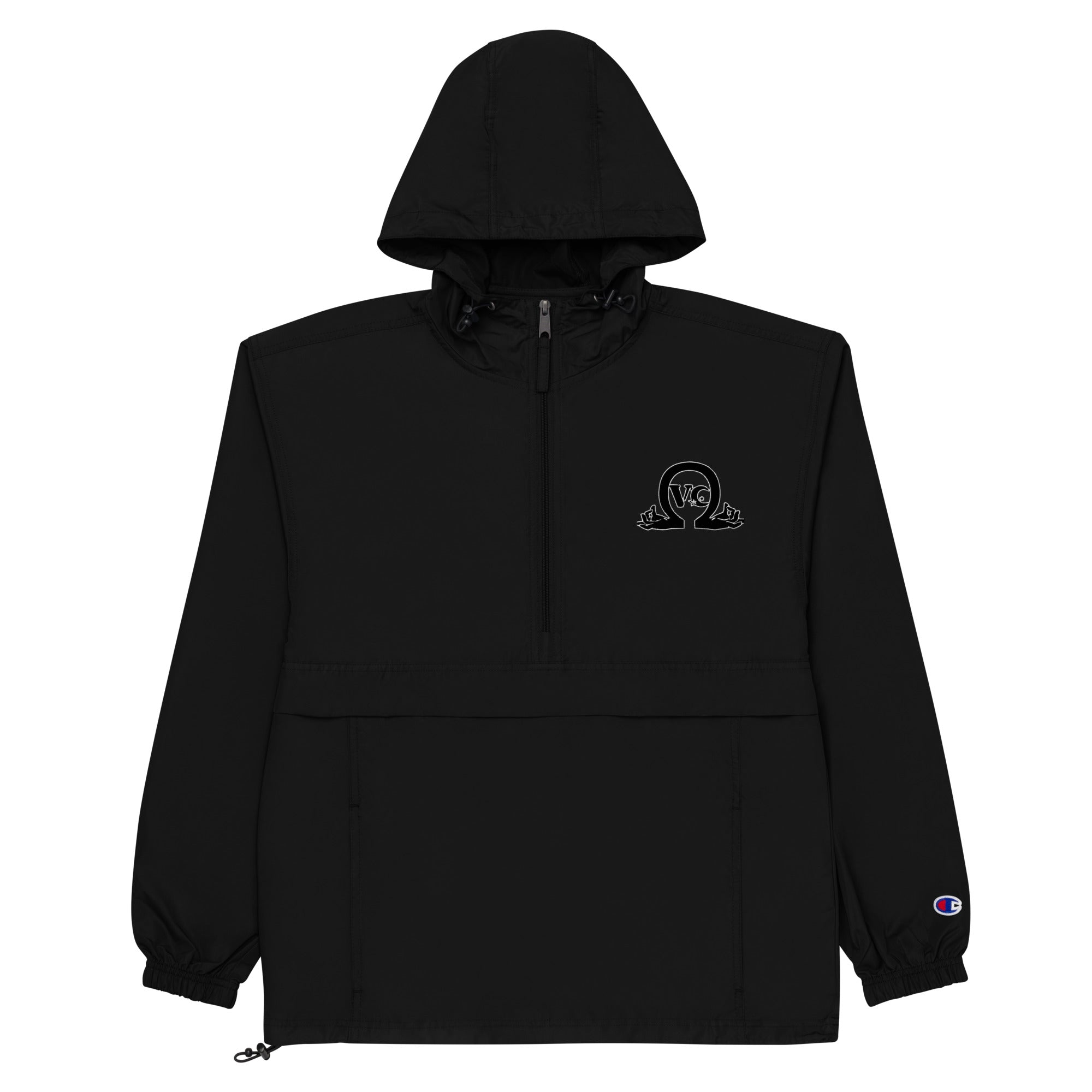 QueenVCulture Logo Embroidered Champion Packable Jacket