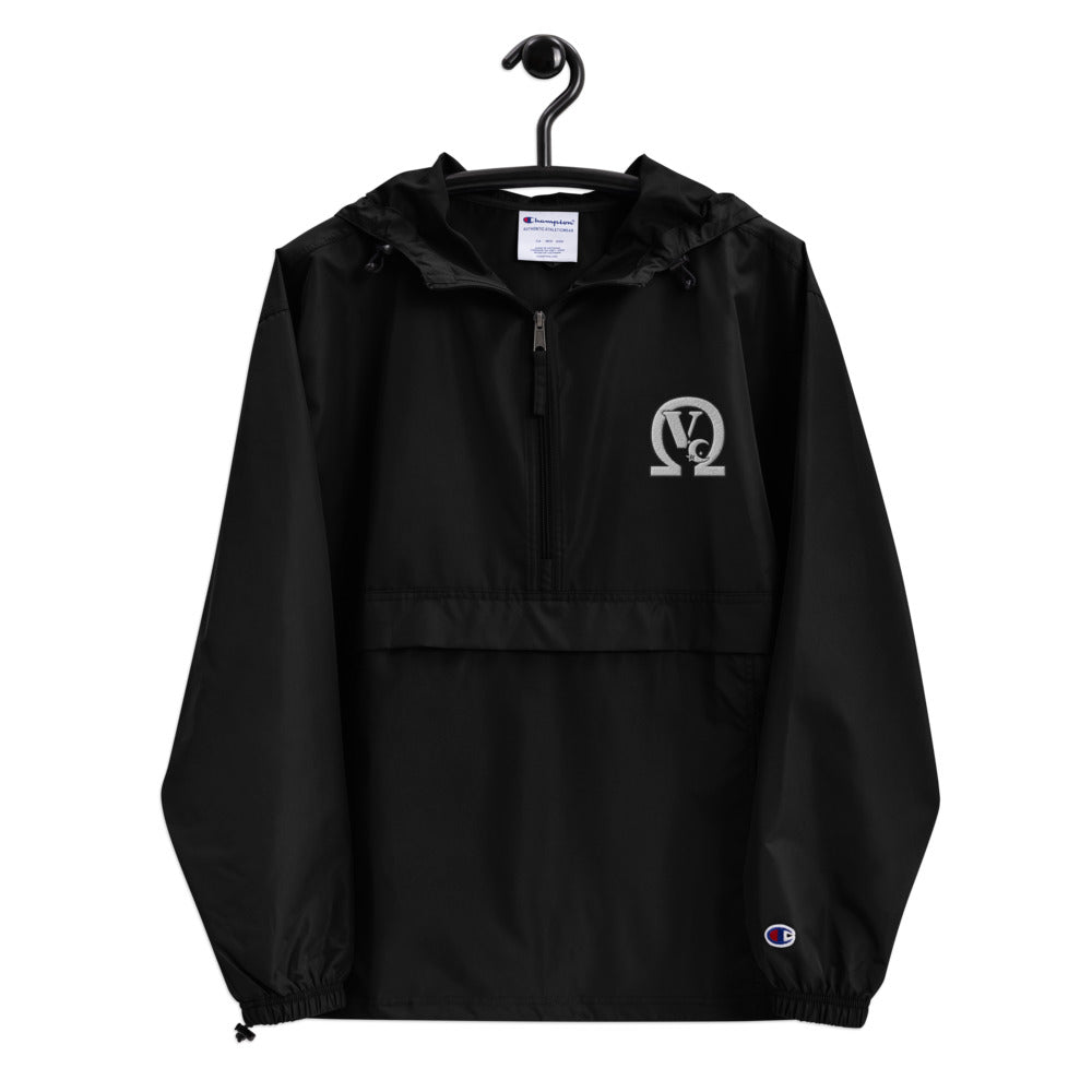 ΩVC Logo Embroidered Champion Packable Jacket - Queen V Culture 