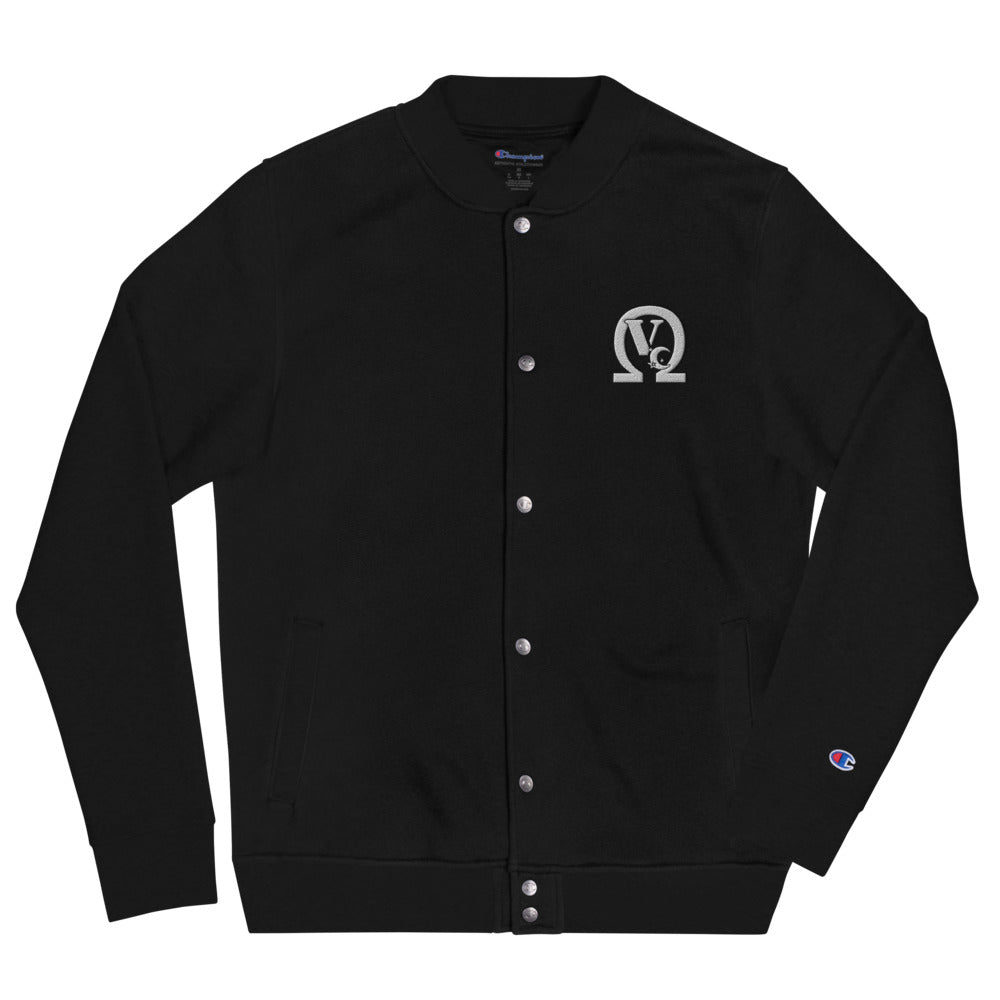 ΩVC Logo Embroidered Champion Bomber Jacket - Queen V Culture 