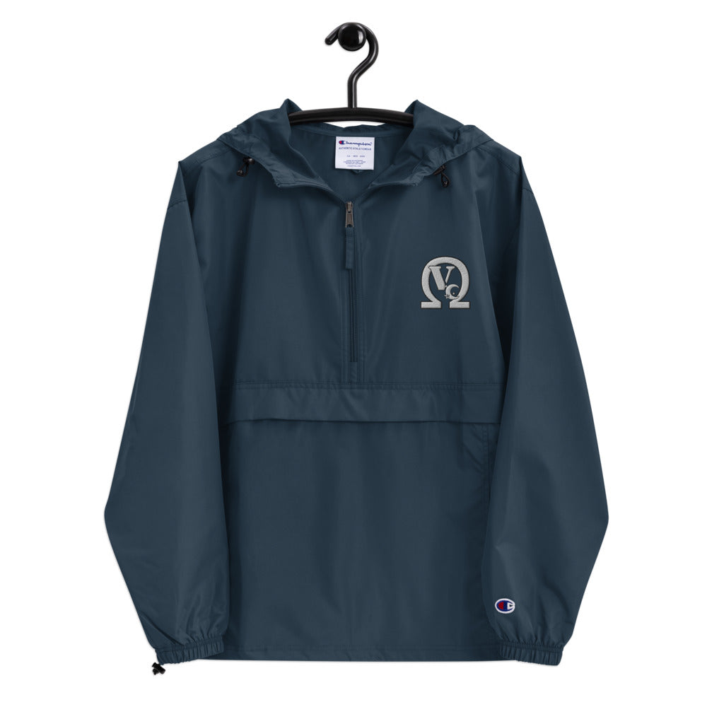 ΩVC Logo Embroidered Champion Packable Jacket - Queen V Culture 