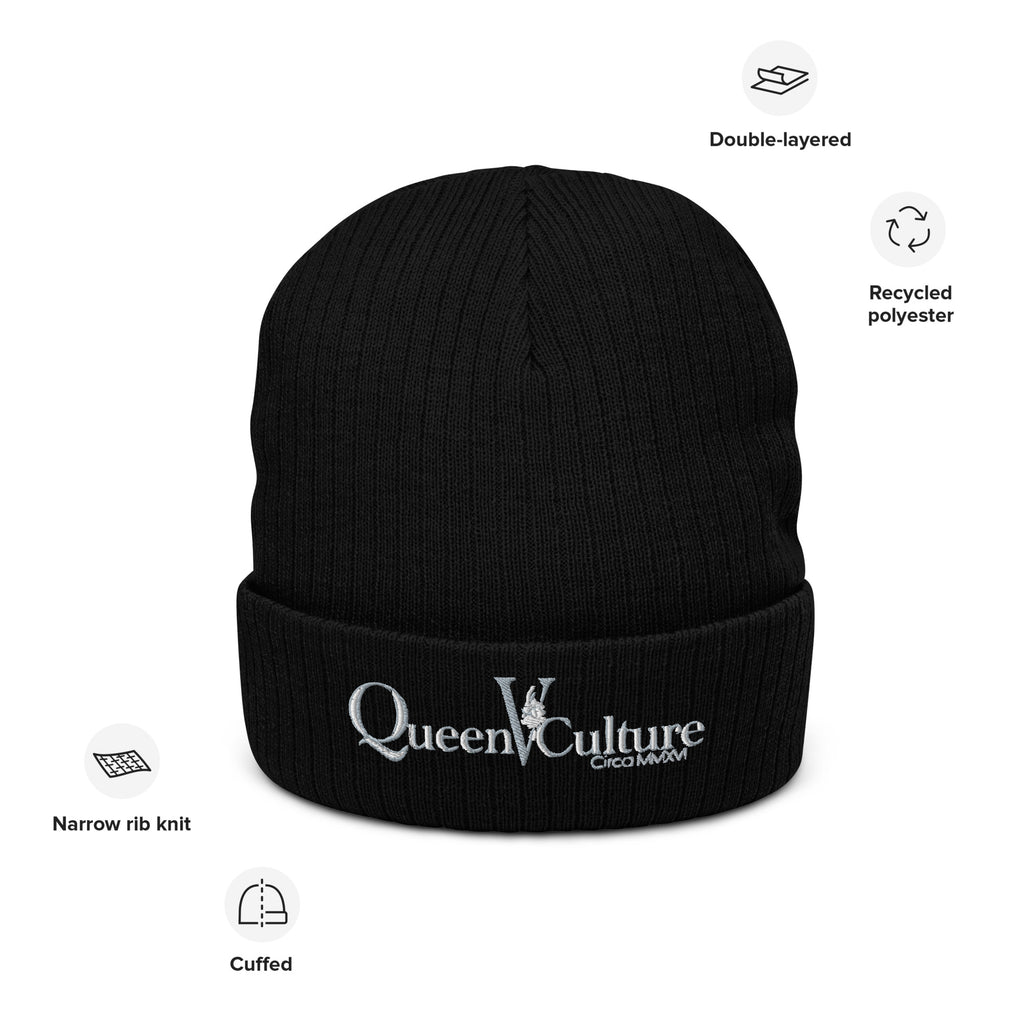 QueenVCulture Logo Ribbed knit beanie