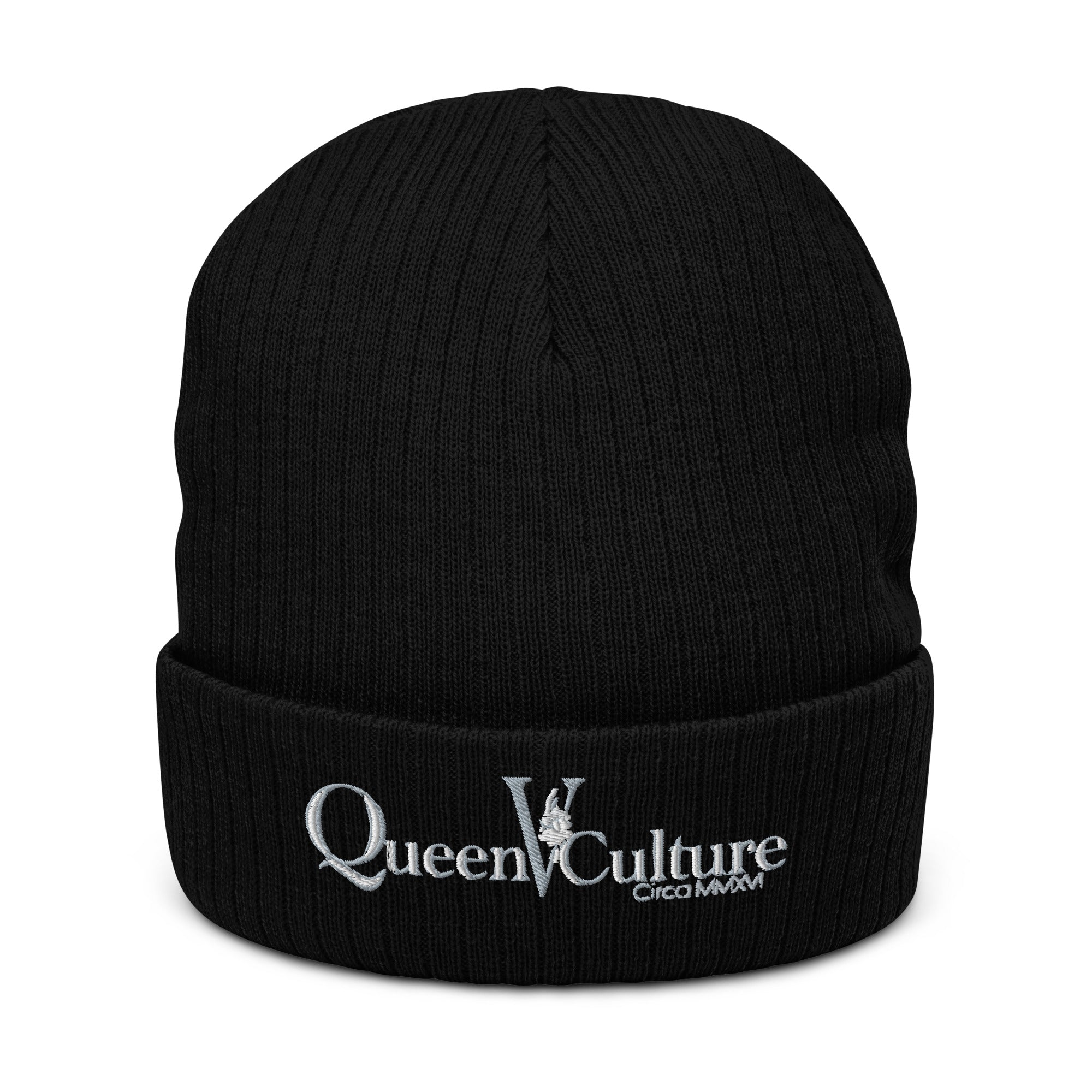 QueenVCulture Logo Ribbed knit beanie