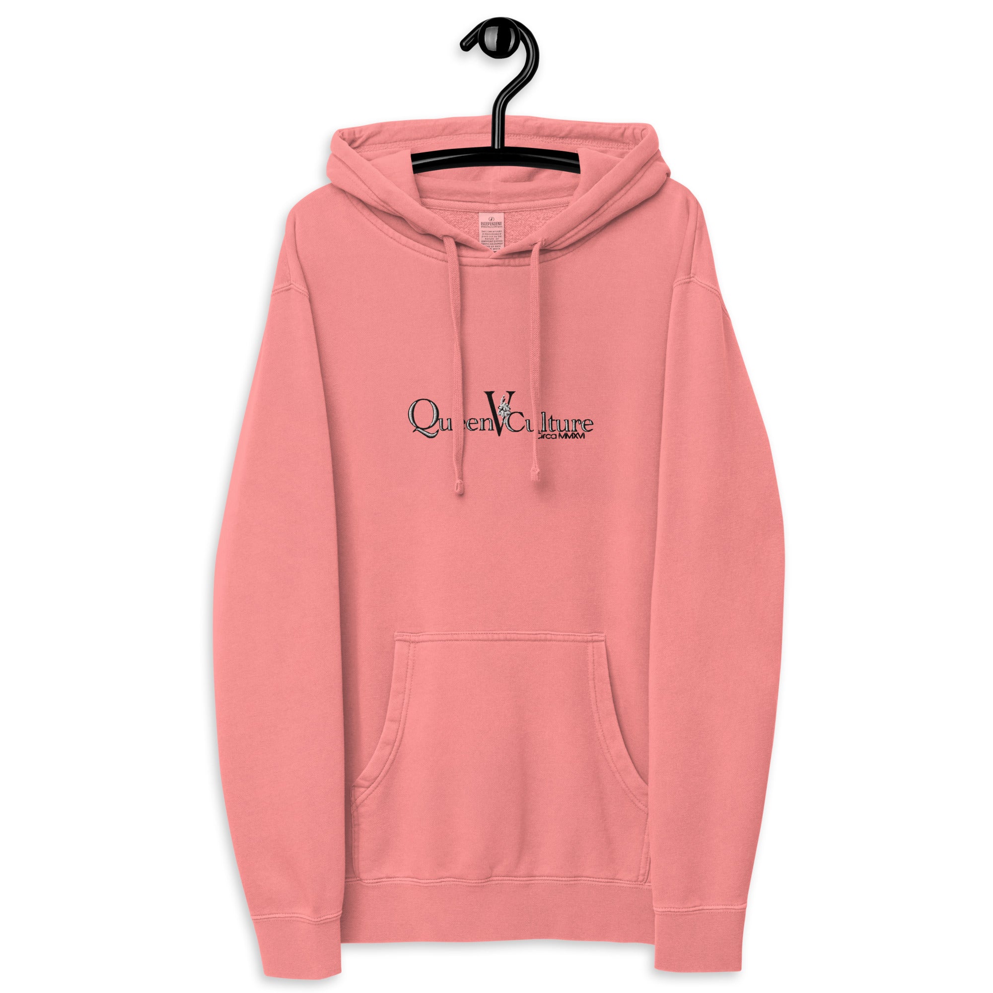 QueenVCulture Embroidered Logo pigment-dyed hoodie